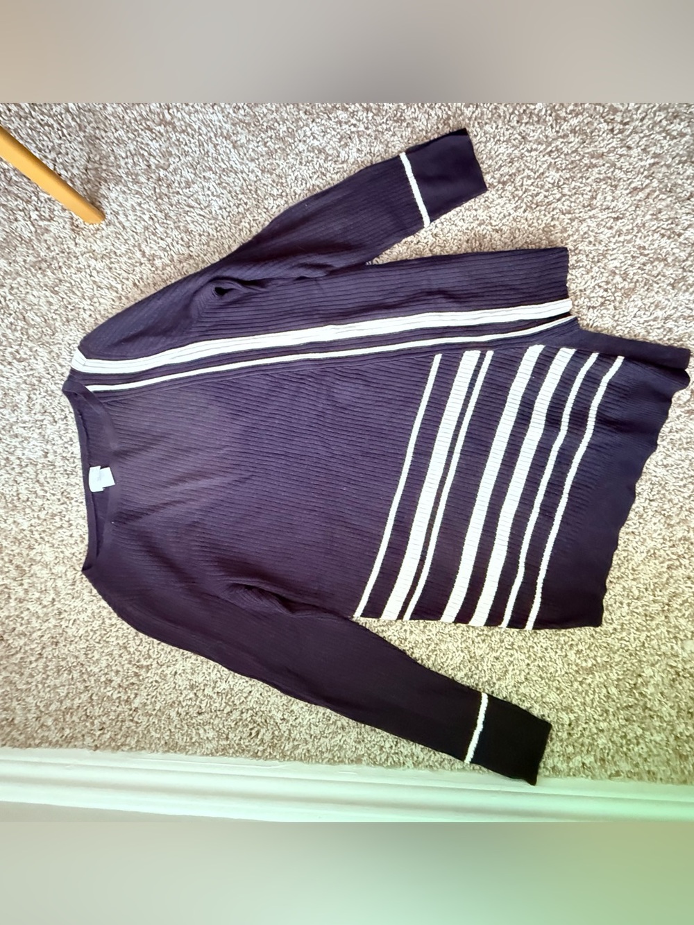Chico's Vertical Stripe Harley Pullover Sweater Blue/White Size 1 Medium